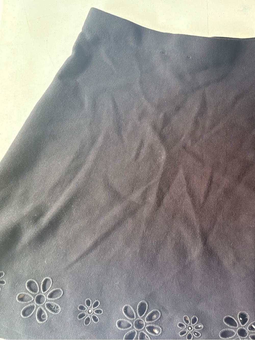 Hawthorn Black Floral Cutout A-Line Skirt Size Small Embroidered Eyelet